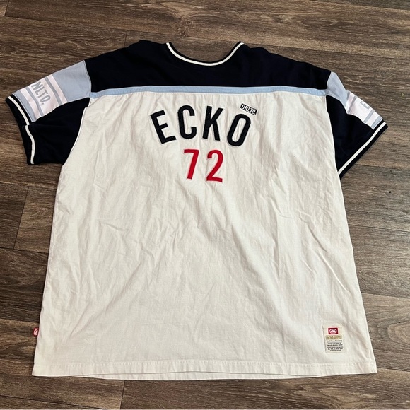 Ecko Unlimited Shirt Mens 5XL White Old Logo Vintage Appliqué Pullover Y2K 90s - Picture 1 of 6
